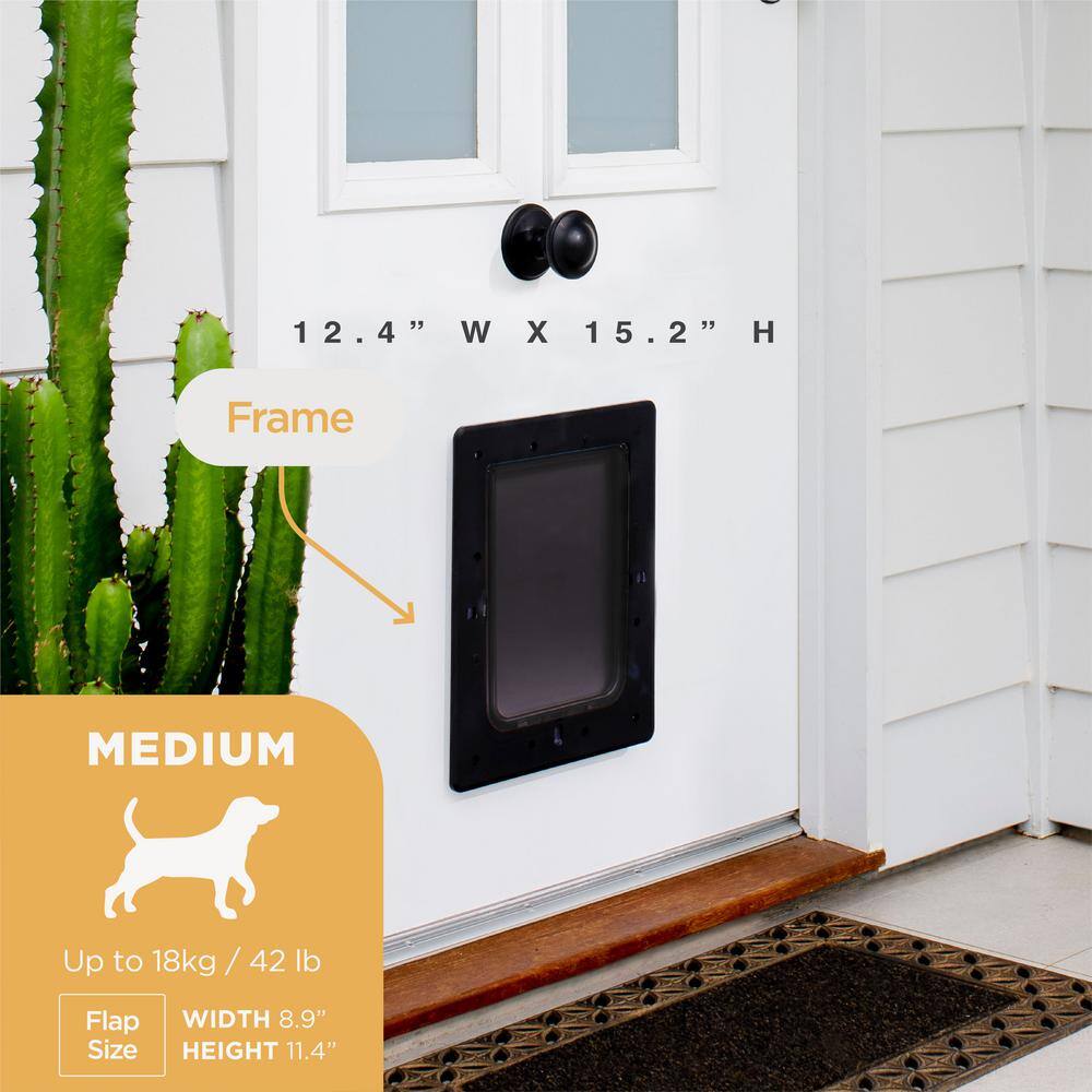 Medium Black Polycarbonate Pet Door with Lock