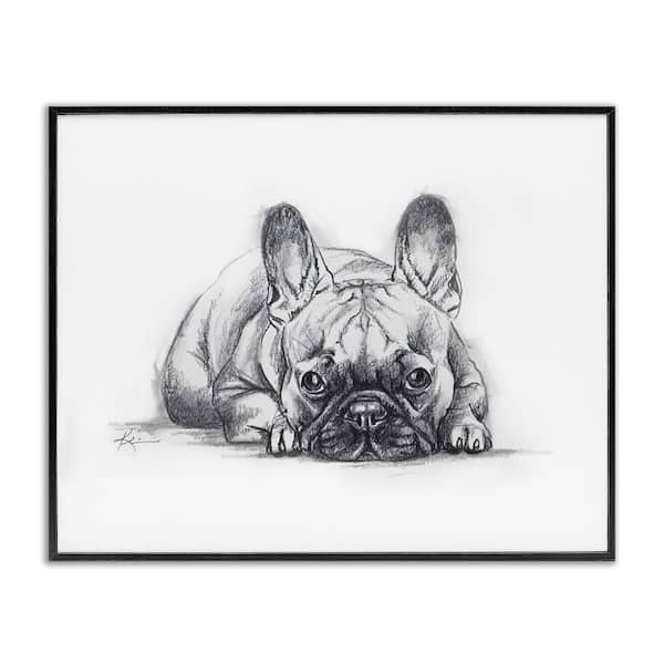 French Bulldog Naptime by Lindsay Kivi Fine Art Black Framed Animal Giclee Art Print 16 in. x 20 in.