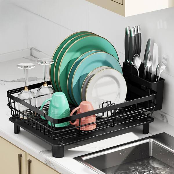 Removable Dish Rack Wudkey Stainless Steel Dish Drying Dish Rack in Black with Removable ...