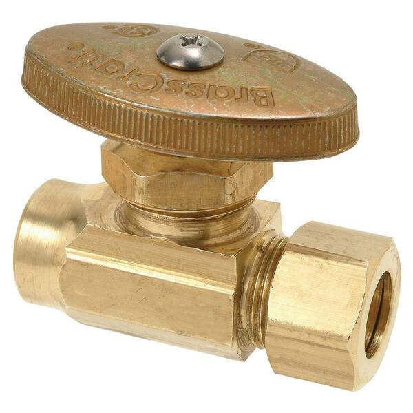 BrassCraft 1/2 in. Sweat Inlet x 1/2 in. Compression Outlet Brass Multi-Turn Straight Valve (5-Pack)