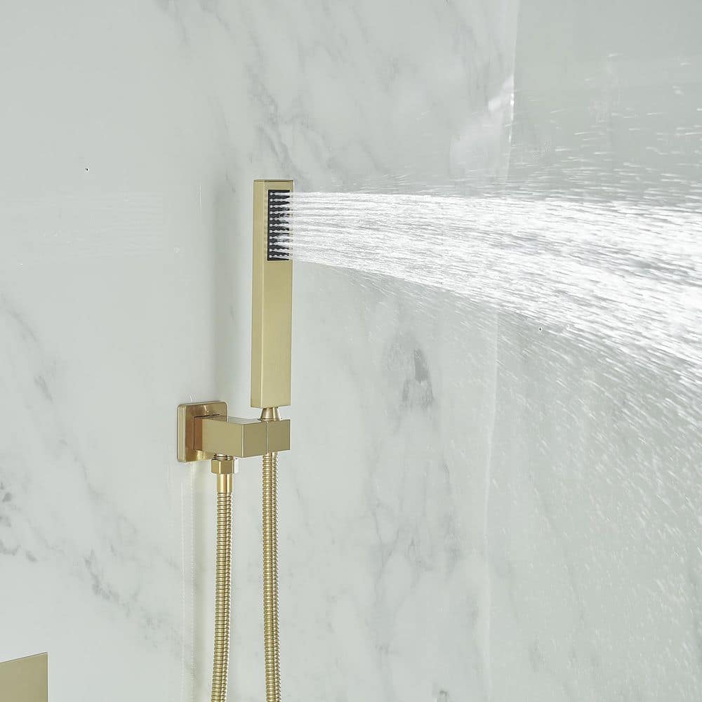 Brushed Gold Stainless Steel Wall Mounted Rain Shower System