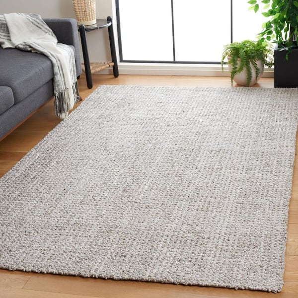 Abstract Light Brown/Gray 6 ft. x 6 ft. Plaid Marle Square Area Rug