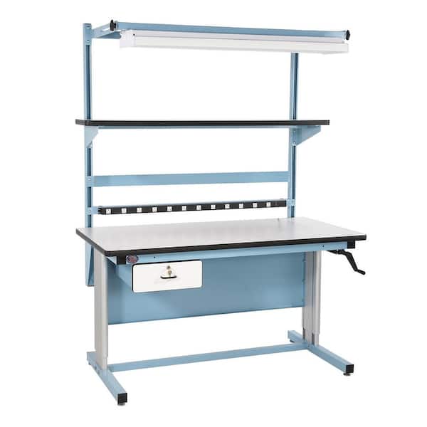 ProLine 60 in. Light Blue/White Rectangular 1 -Drawer Standing Desk with Adjustable Height