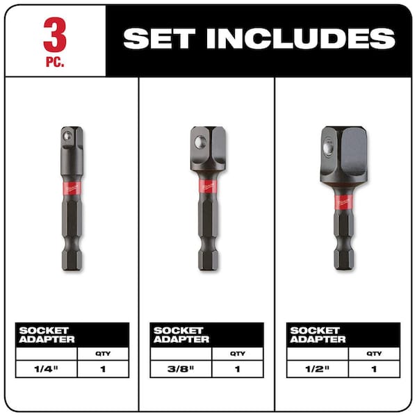 SHOCKWAVE Impact Duty 1/4 in. Hex Shank Socket Adapter Set (6-Piece)