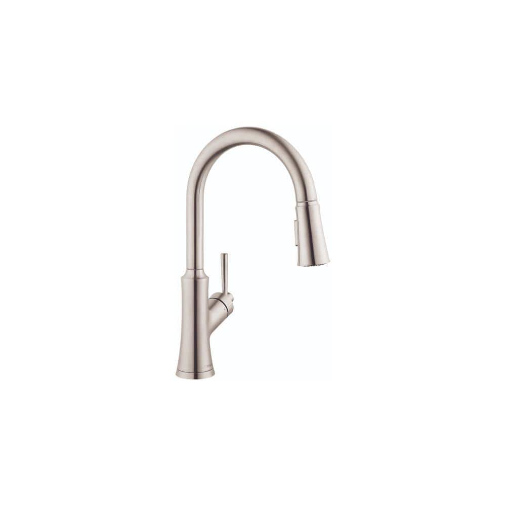 Hansgrohe Joleena Single-Handle Pull Down Sprayer Kitchen Faucet with QuickClean in Stainless Steel Optic