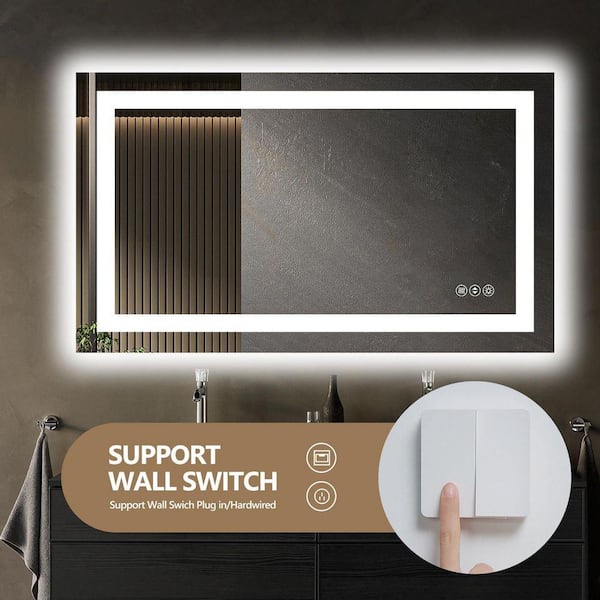 ZXDDMS 60 in. W x 28 in. H Rectangular Frameless 3-Color Dimmable