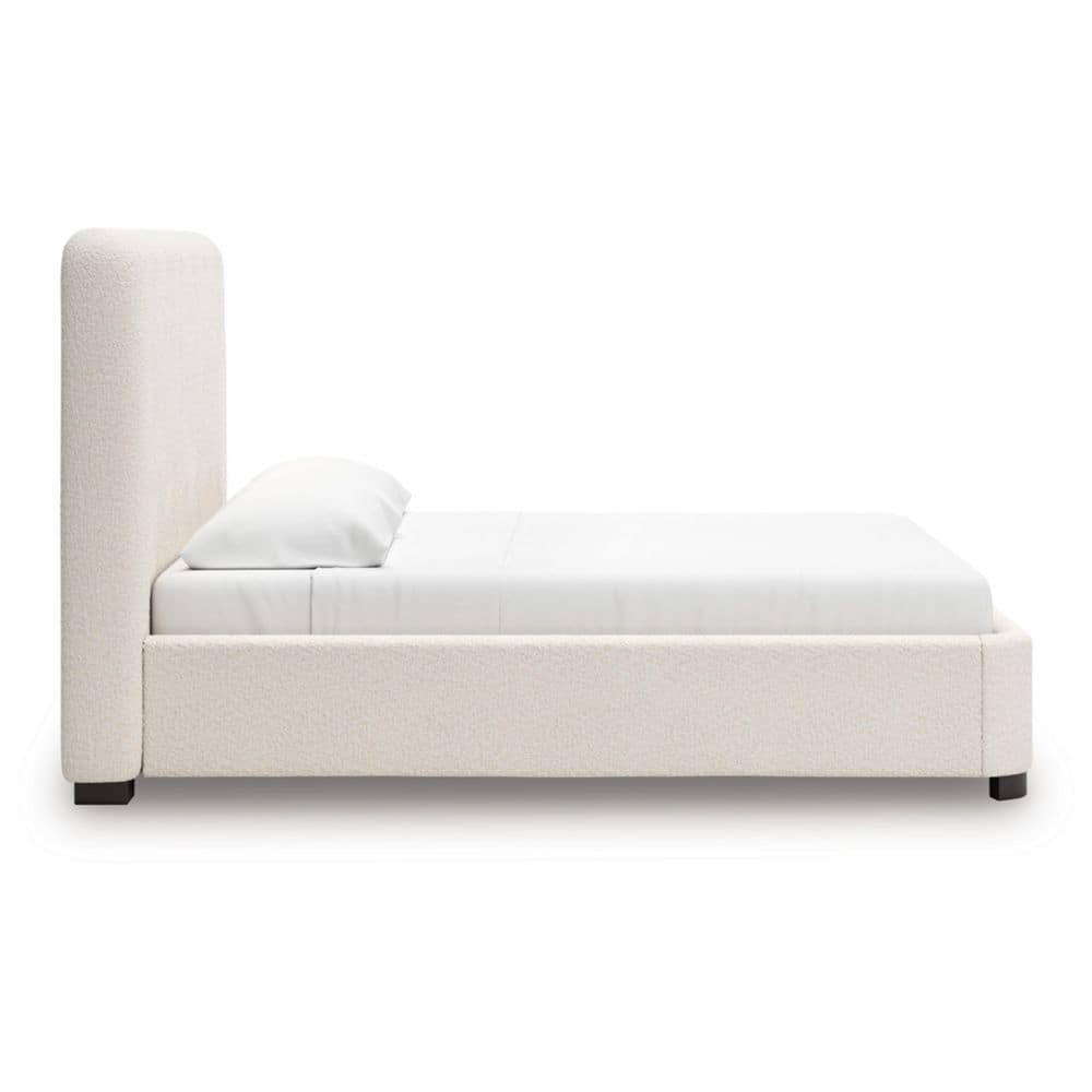 Brandinlane Beige Wood Frame King Panel Bed with Upholstered Design - thumbnail 2