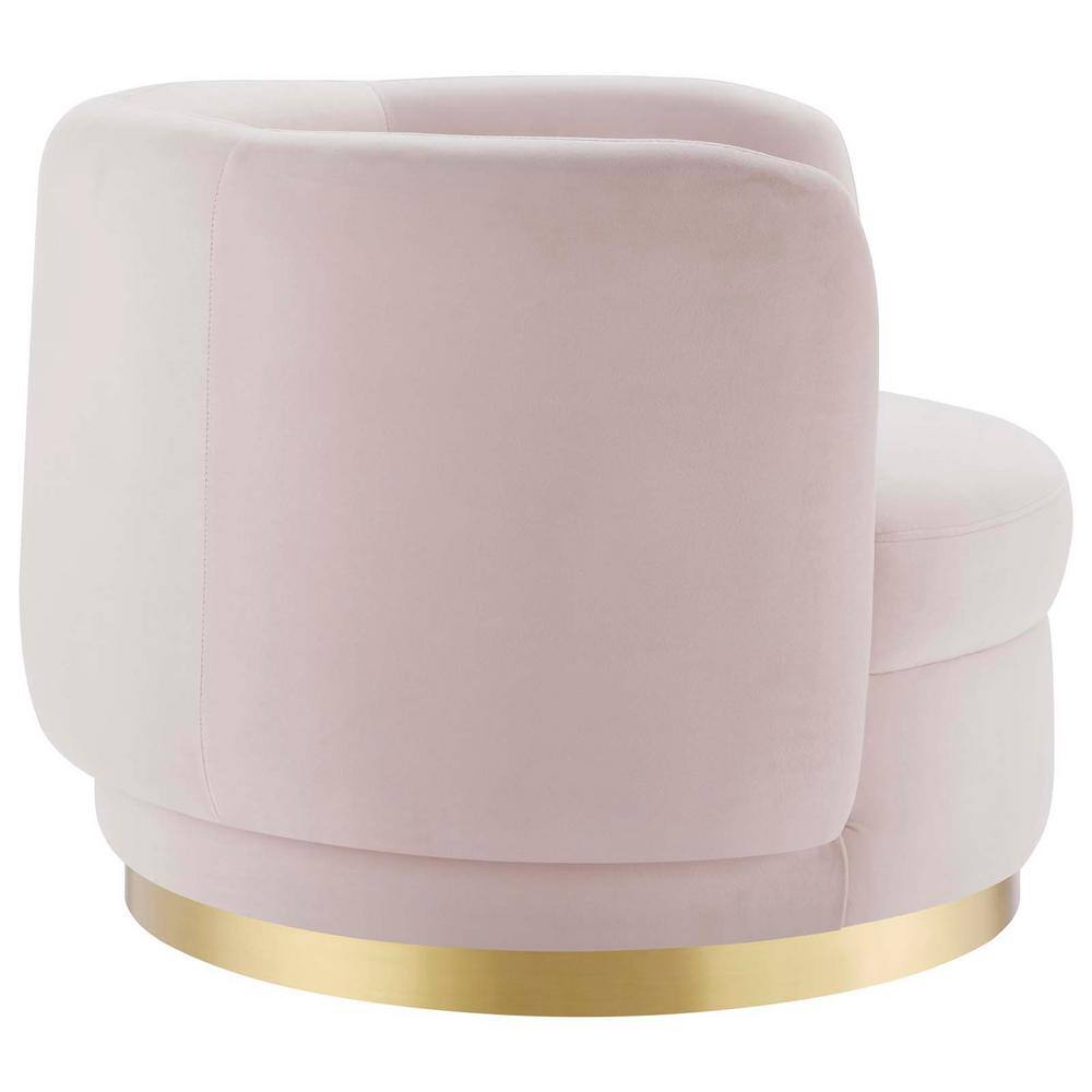 Glam Deco Gold Pink Velvet Swivel Accent Chair with Metal Base