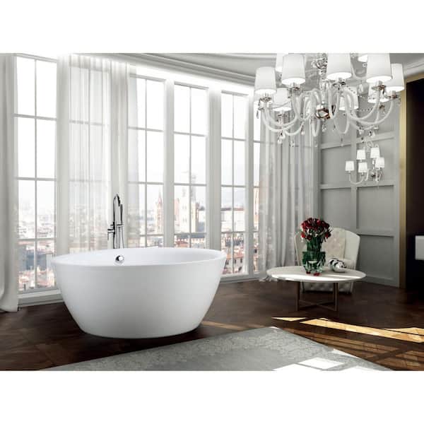 Pescara 59.04 in. Acrylic Flatbottom Non-Whirlpool Freestanding Bathtub in Glossy White Pescara 59.04 in. Acrylic Flatbottom Non-Whirlpool Freestanding Bathtub in Glossy White