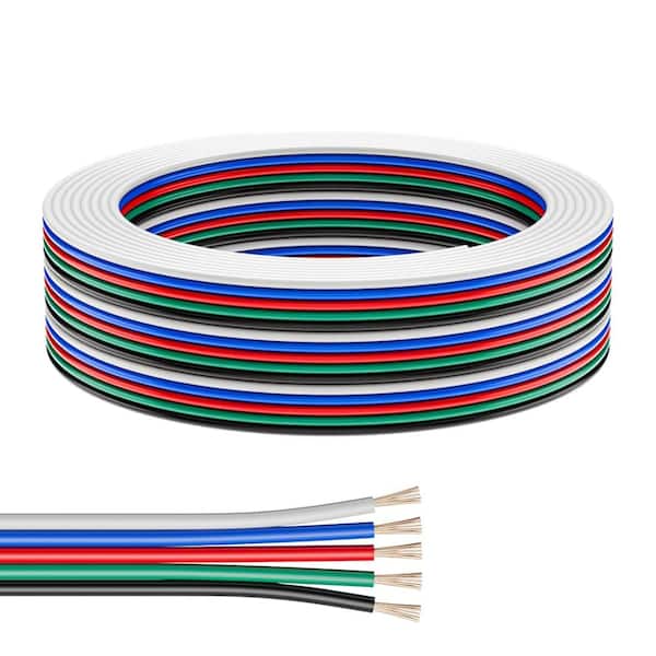 5 Pin 20 AWG LED Strip Extension Cable 32.8 Ft UL Listed Tinned Copper PVC for 5050 RGBW Color Changing