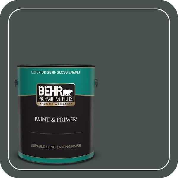 BEHR PREMIUM PLUS 1 gal. Home Decorators Collection #HDC-WR16-05 Evergreen Field Semi-Gloss Enamel Exterior Paint & Primer