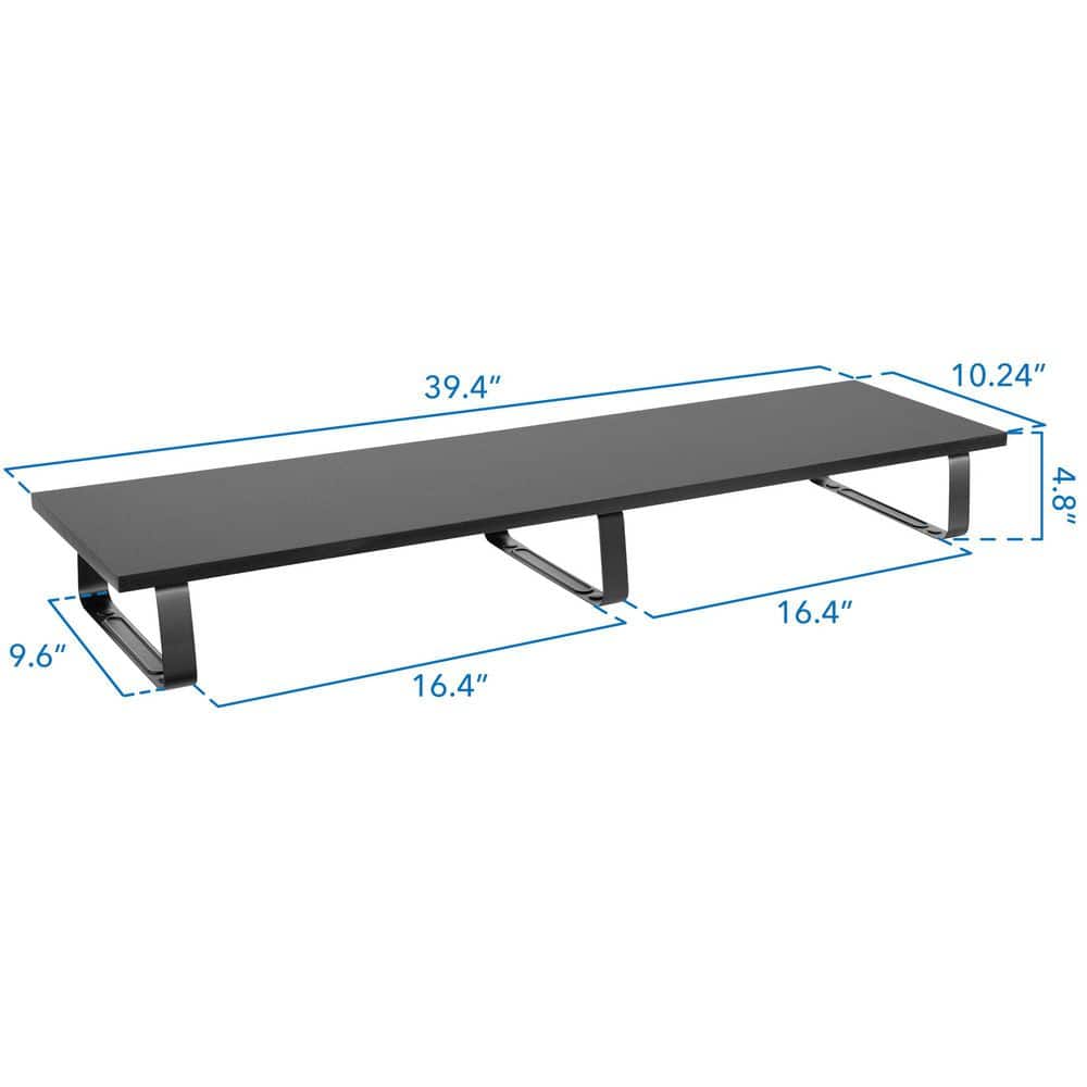 Extra Wide Black Steel and Wood Dual Monitor Stand