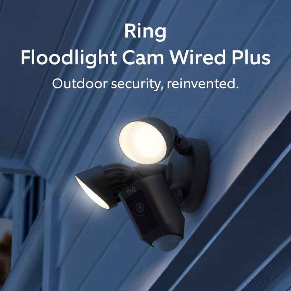 Black Wireless Motion Sensing Floodlight Security Camera with Audio