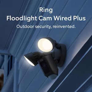 Floodlight Cam Plus Wired - Outdoor Smart Security Camera with Two LED Lights, Two-Way Talk, Color Night Vision, Black