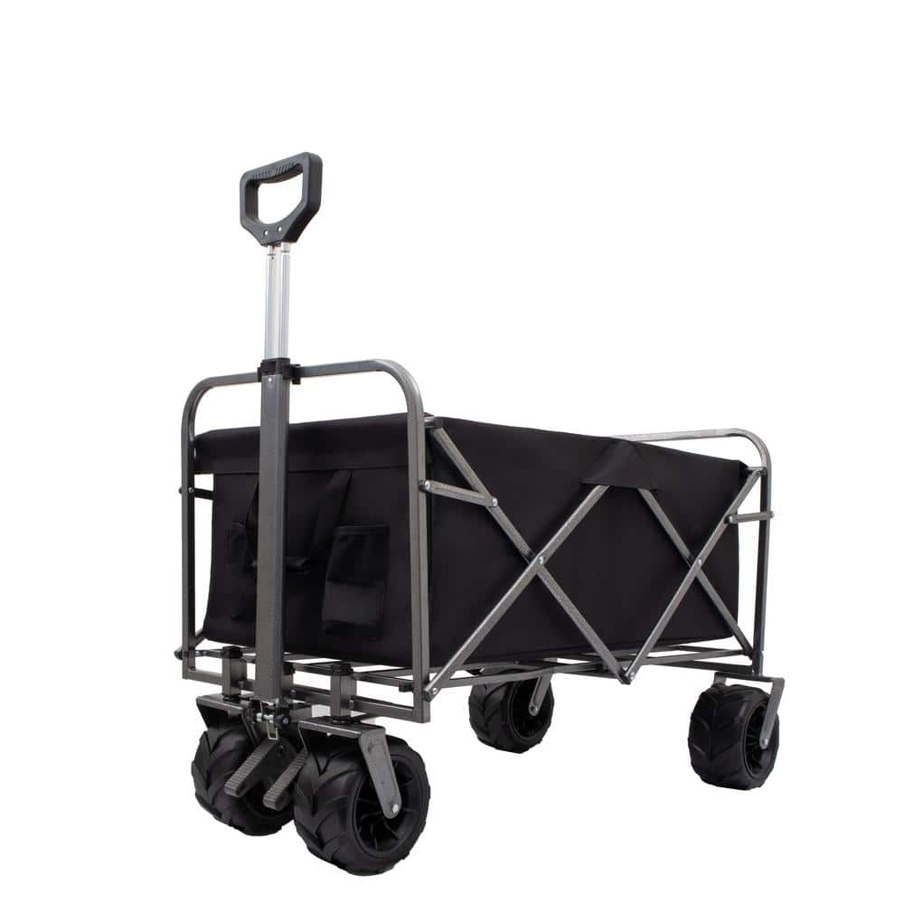 22.69 cu. ft. Steel Garden Cart, All-Terrain Foldable Wagon with Foot Brake