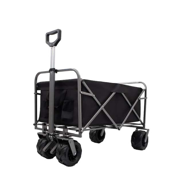 Unbranded 22.69 cu. ft. Steel Garden Cart, All-Terrain Foldable Wagon with Foot Brake, and Mesh Storage for Beach, Camping, Garden
