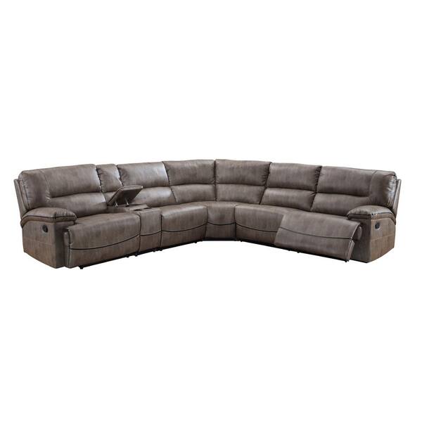 AC Pacific Donovan Contemporary 6-Piece Taupe Upholstered Reclining Living Room Set Sectional Sofa