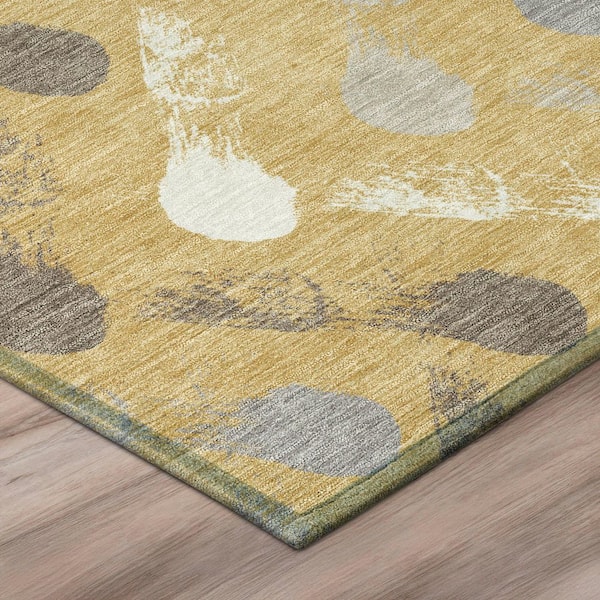 Chantille Machine Washable Indoor/Outdoor Abstract ACN2900 Gold 2 ft. x 7 ft. Runner Rug