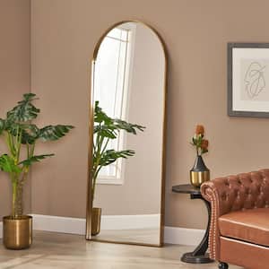 Chardean 72 in. x 27.75 in. Modern Rectangle Framed Brushed Brass Accent Mirror
