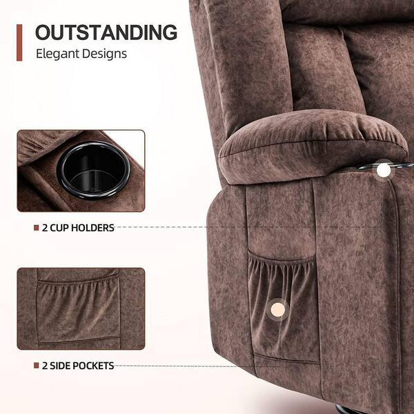 Lucklife Brown Power Lift Recliner Chairs for Elderly with Heated Massage,  Lumbar Pillow HD-H1150-BROWN-KD - The Home Depot