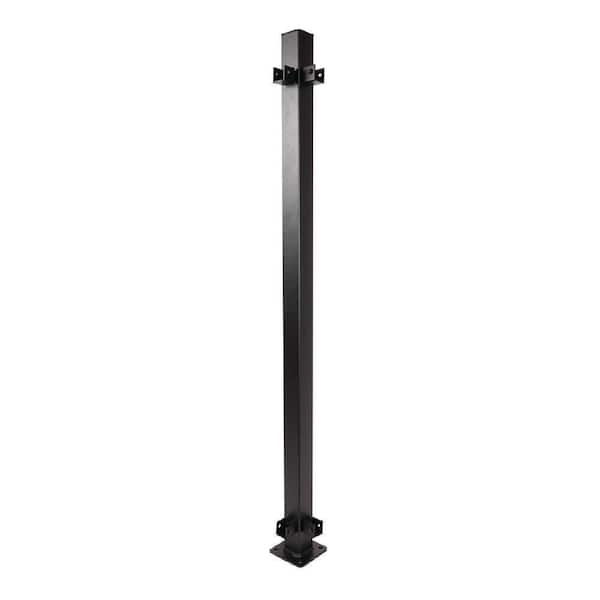Fe26 2 in. x 2 in. x 39-1/2 in. Black Steel Railing Corner Post