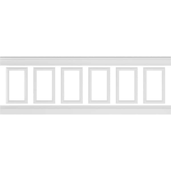 Ekena Millwork 94 1/2 in. (Adjustable 32 in. to 36 in.) 21 sq. ft. Polyurethane Ashford Square Panel Wainscot Kit Primed