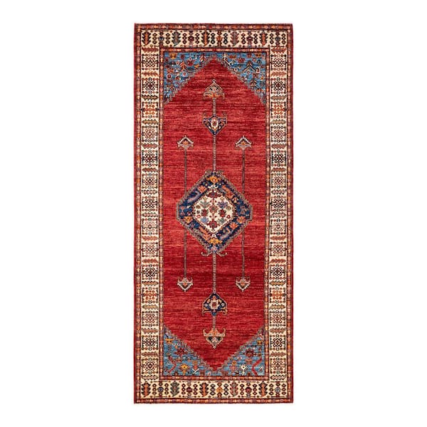 Solo Rugs Serapi One-of-a-Kind Traditional Orange 4 ft. x 10 ft. Hand Knotted Tribal Area Rug