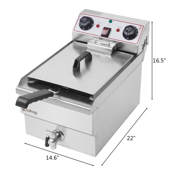 Winado 8.5-Quart Stainless Steel Deep Fryer with Faucet, Removable Basket  & Heating Element, Temperature Controls