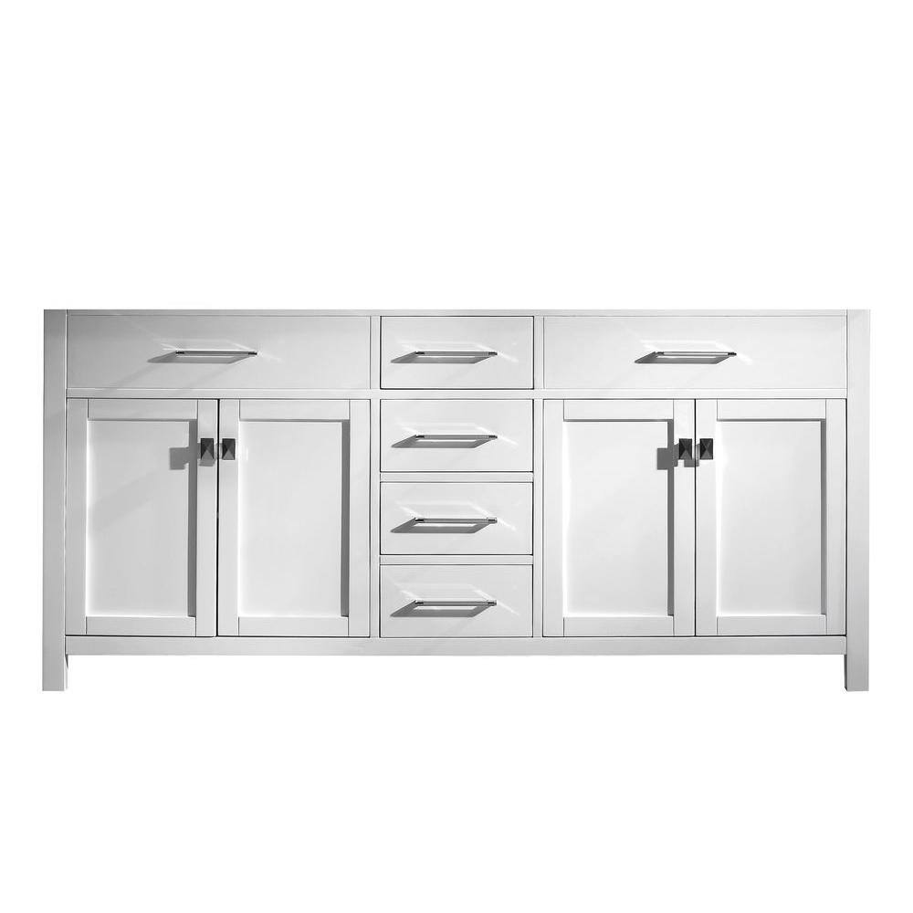 Caroline 72" White Oak Wood Double Sink Freestanding Vanity