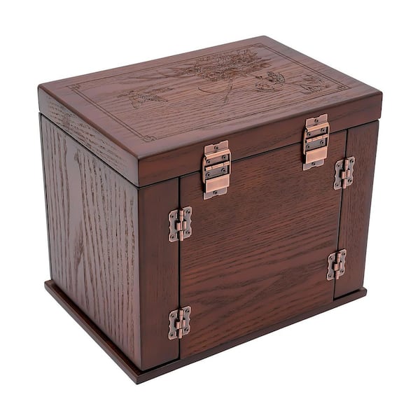 YIYIBYUS Lockable MDF Wooden Jewellery Box with Built-in Mirror