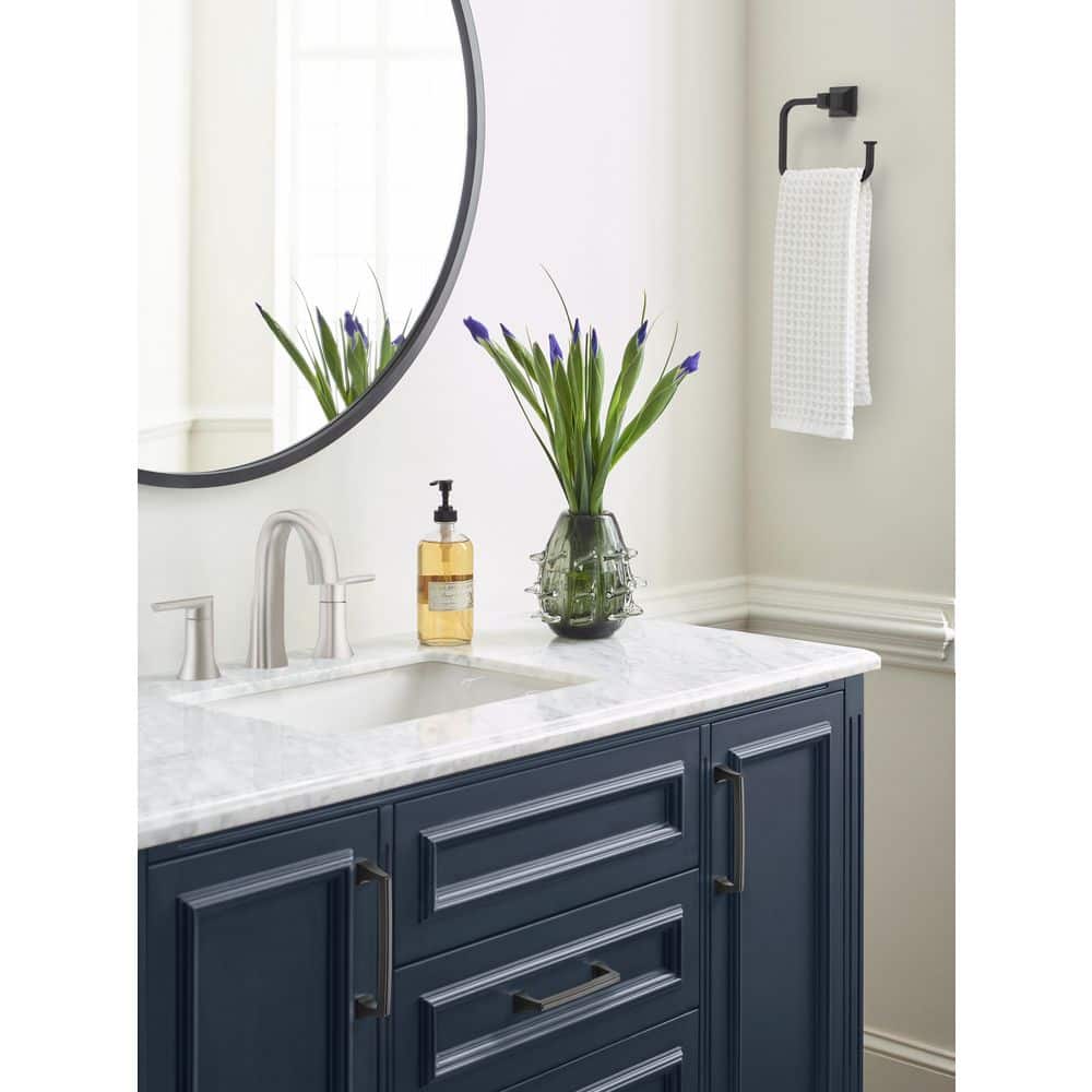 Matte Black Wall Mounted Towel Ring with Square Base
