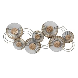 Metal Modern Flower Silver and Gold Wall Decor