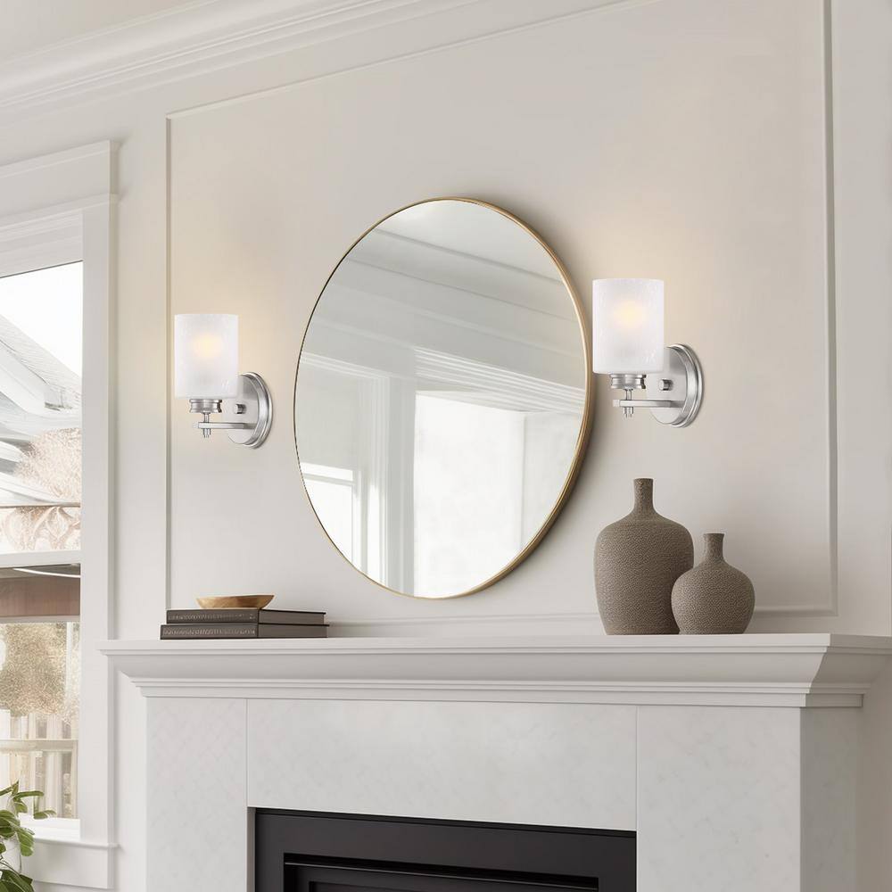 Phoebe 8" Chrome Cylinder Wall Sconce with Frosted Glass