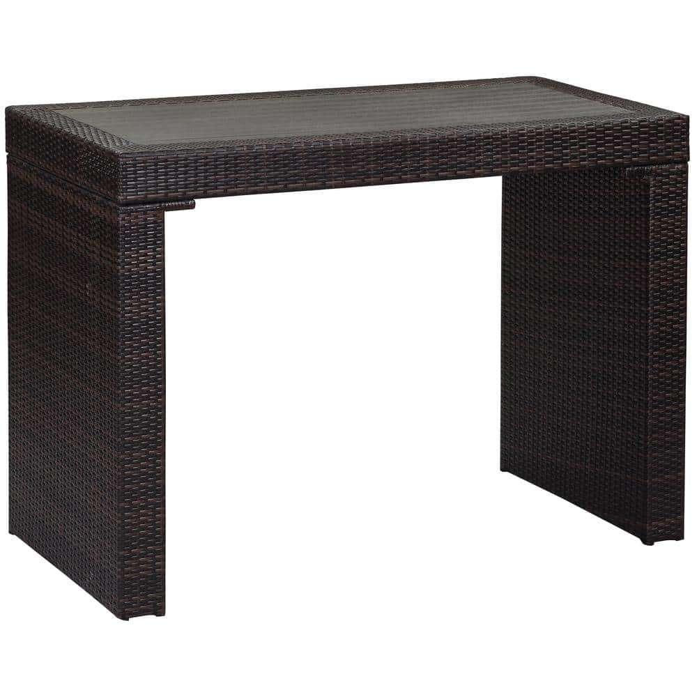 Brown and Sand Six-Seater Outdoor Rattan Bar Set