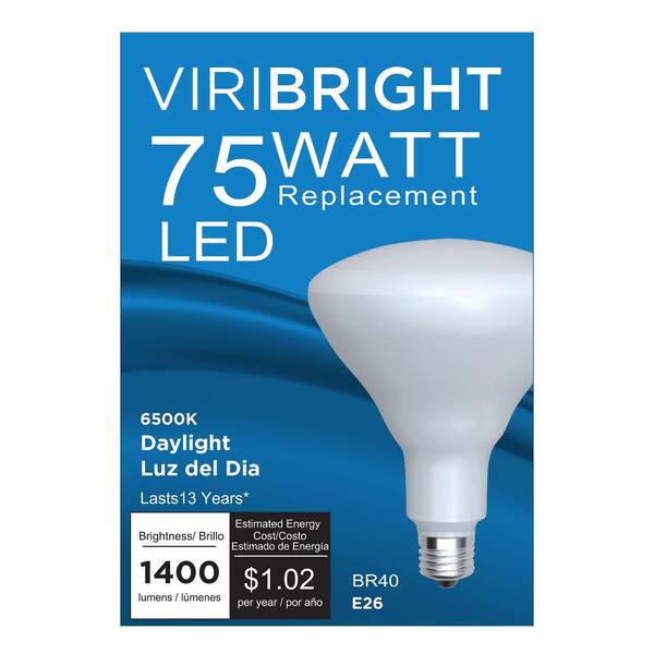 Viribright® BR40 LED Bulb, 75W Equivalent, 1400 Lumens, Dimmable ...