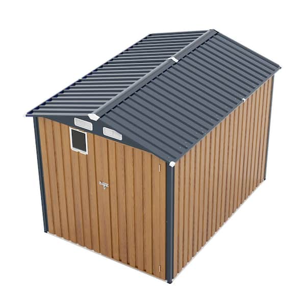 6 ft. W x 8 ft. D Yellow Metal Storage Shed with Lockable Doors for Garden(48 sq. ft. )