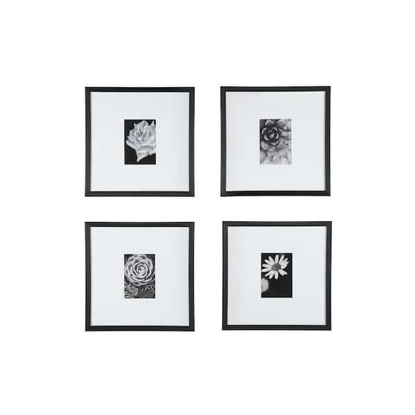 StyleWell Black Modern Frame with White Matte Gallery Wall Picture Frames (Set of 4)