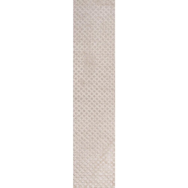 Rabat High-Low Pile Mini-Diamond Trellis Beige 2 ft. x 10 ft. Indoor/Outdoor Runner Rug
