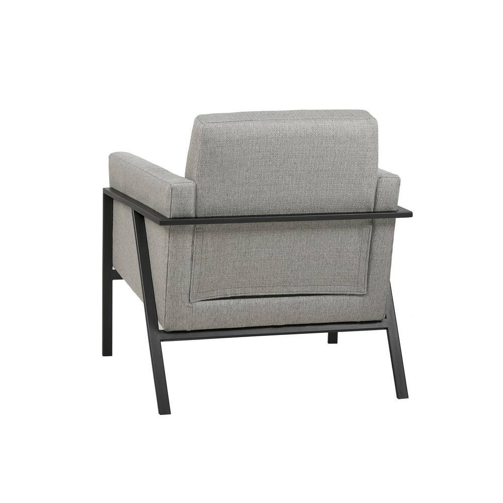 Gray Upholstered Barrel Accent Chair with Metal Frame