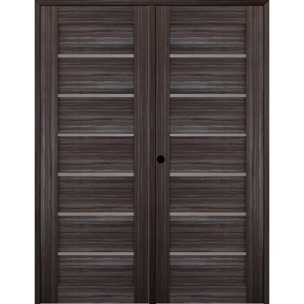 Alba 60 in. x 95.25 in. Right Hand Active 7-Lite Frosted Glass Gray Oak Finished Wood Composite Double PrehungFrenchDoor price history on PriceWatchPro