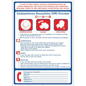 28 in. x 20 in. Pool Signs Rescue CPR Breathing Sign in Red, Blue, White