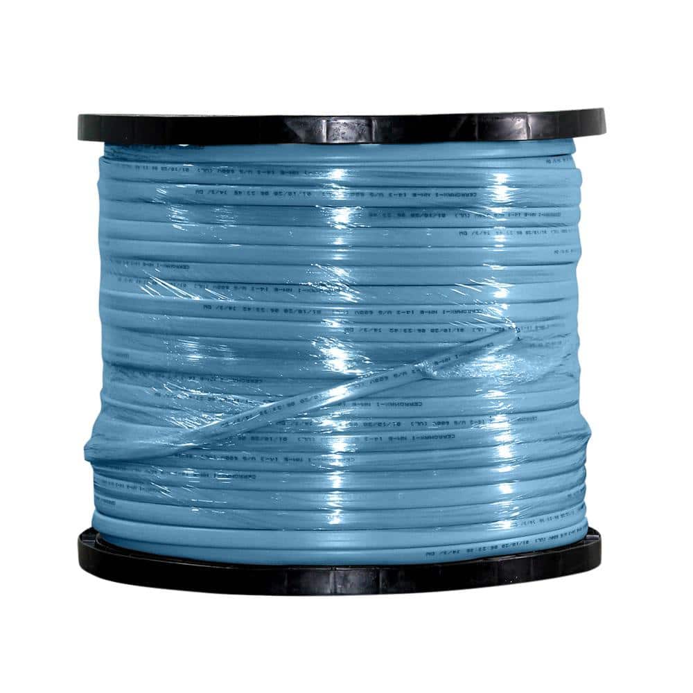 Cerrowire 1,000 ft. 14/3 Light Blue Solid CerroMax SLiPWire Copper NM-B  Wire 147-14043K - The Home Depot
