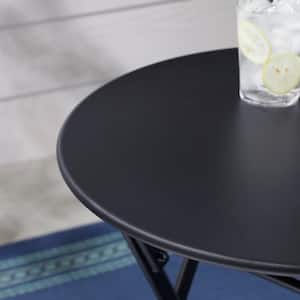 Mix and Match 23.6 in. Black Folding Round Metal Outdoor Bistro Table