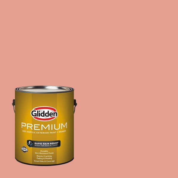 Glidden Premium 1 gal. PPG1191-4 Coral Blush Satin Exterior Latex Paint