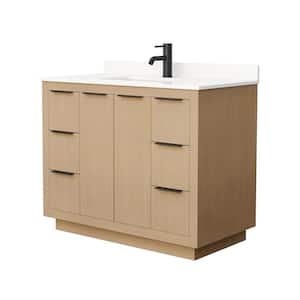 Maroni 42 in. W x 22 in. D x 33.75 in. H Single Bath Vanity in Light Straw with White Quartz Top