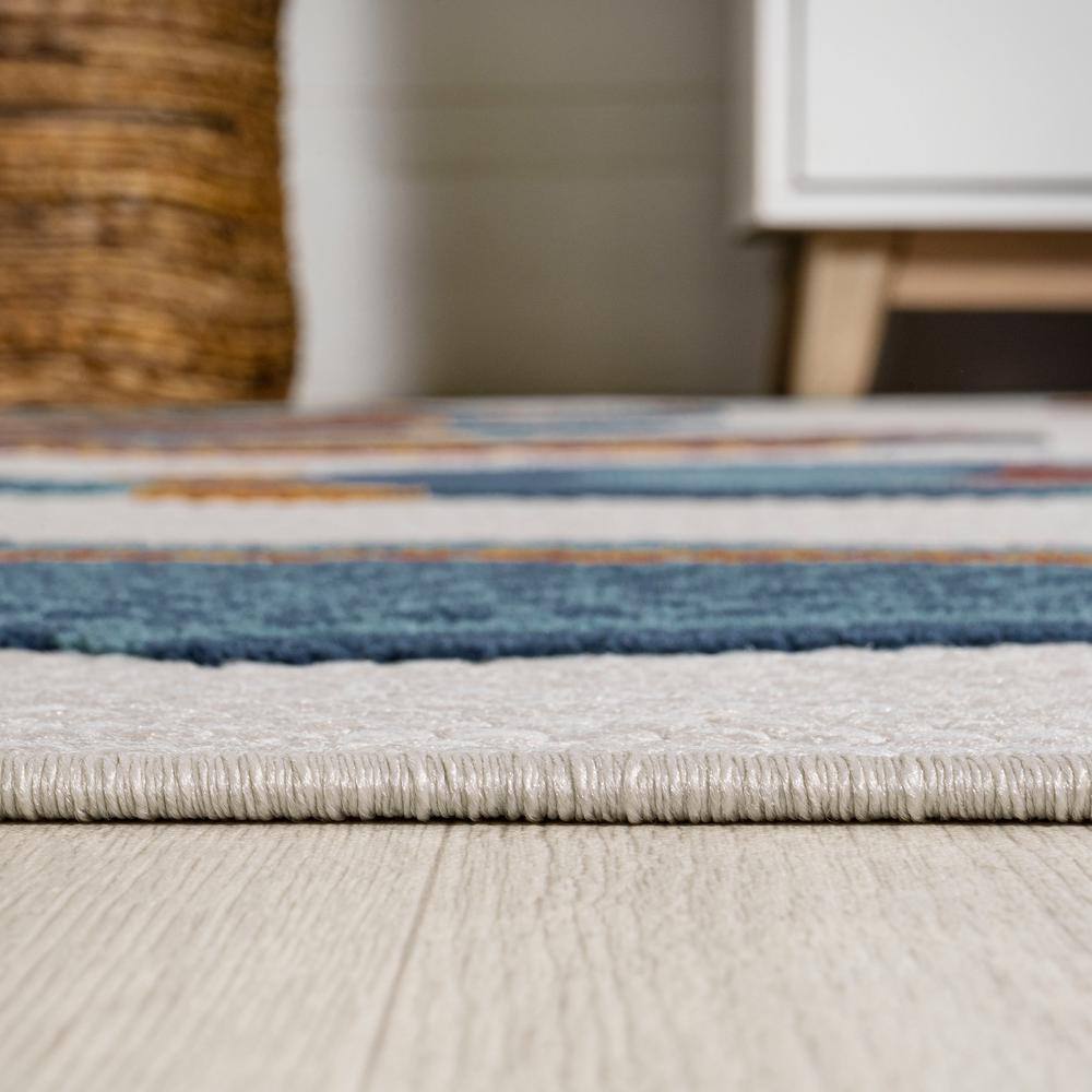 Navy and Orange Coastal Fish Pattern Synthetic 8' x 10' Area Rug