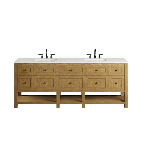 Breckenridge 84.0 in. Single Bath Vanity in Light Natural Oak with White Zeus Silestone Low Silica Surface Top