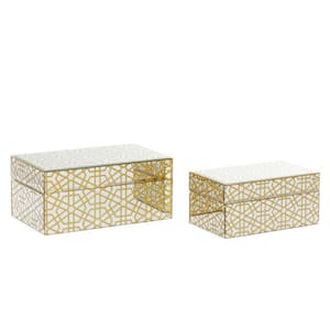 CosmoLiving by Cosmopolitan Gold Wood Box (Set of 2)