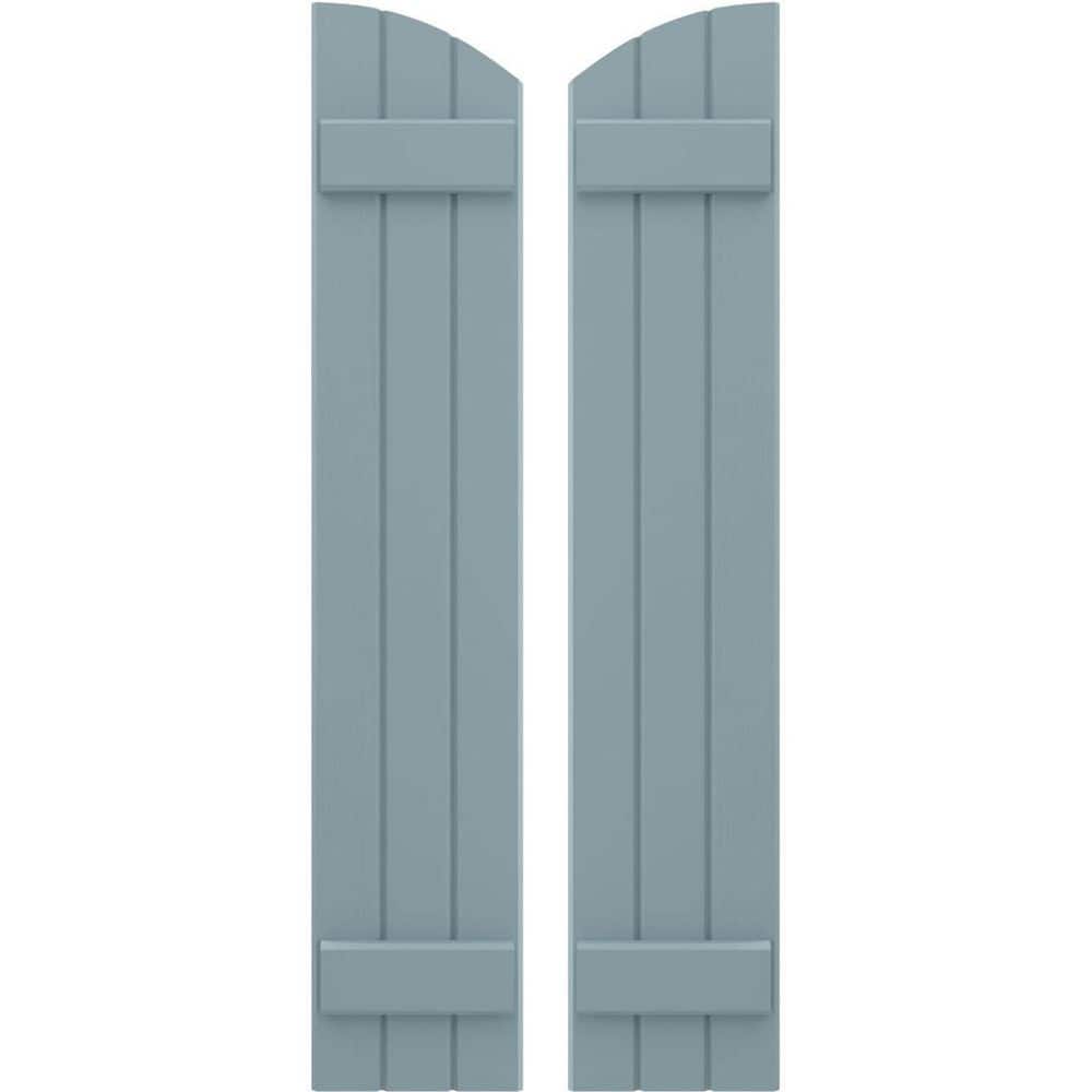 10-1/2 in. W x 69 in. H Americraft Exterior Real Wood Joined Board and Batten Shutters in Peaceful Blue w/Elliptical Top price history on PriceWatchPro