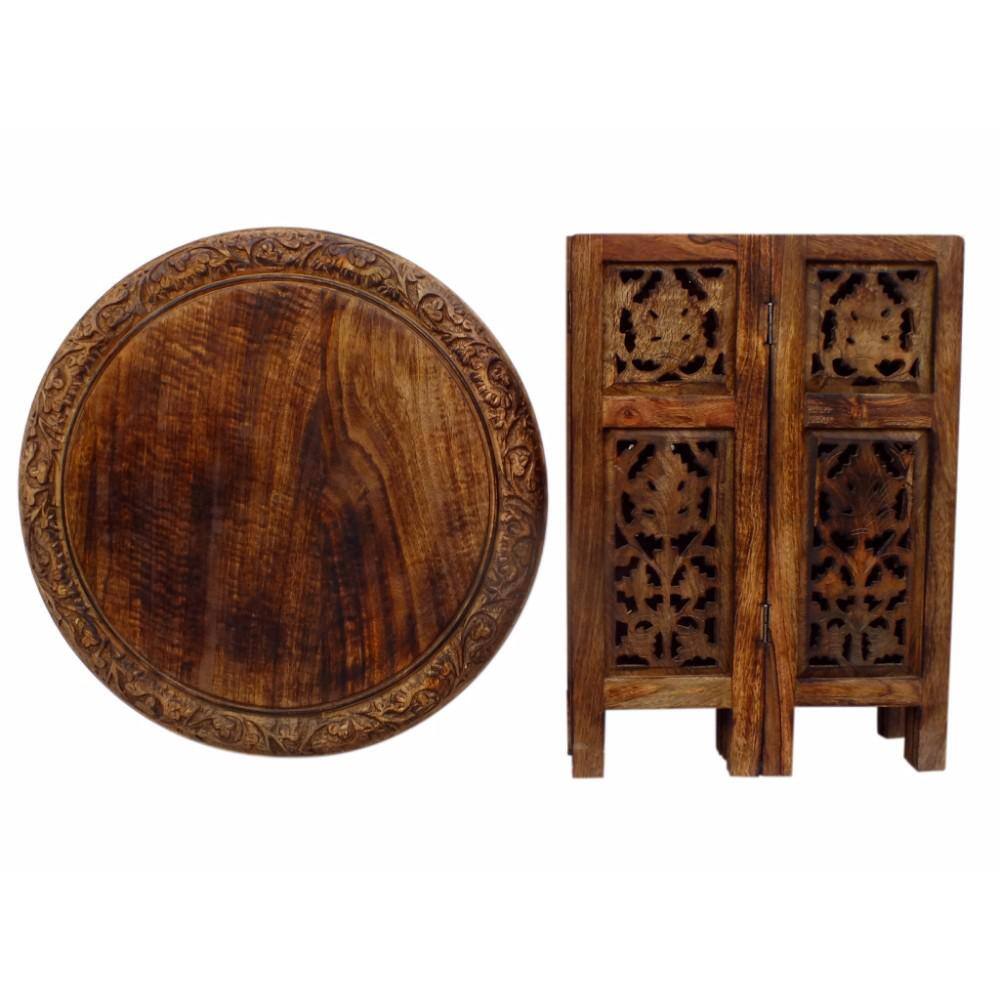 Elegant Dark Chocolate Mango Wood 18" Folding Accent Coffee Table